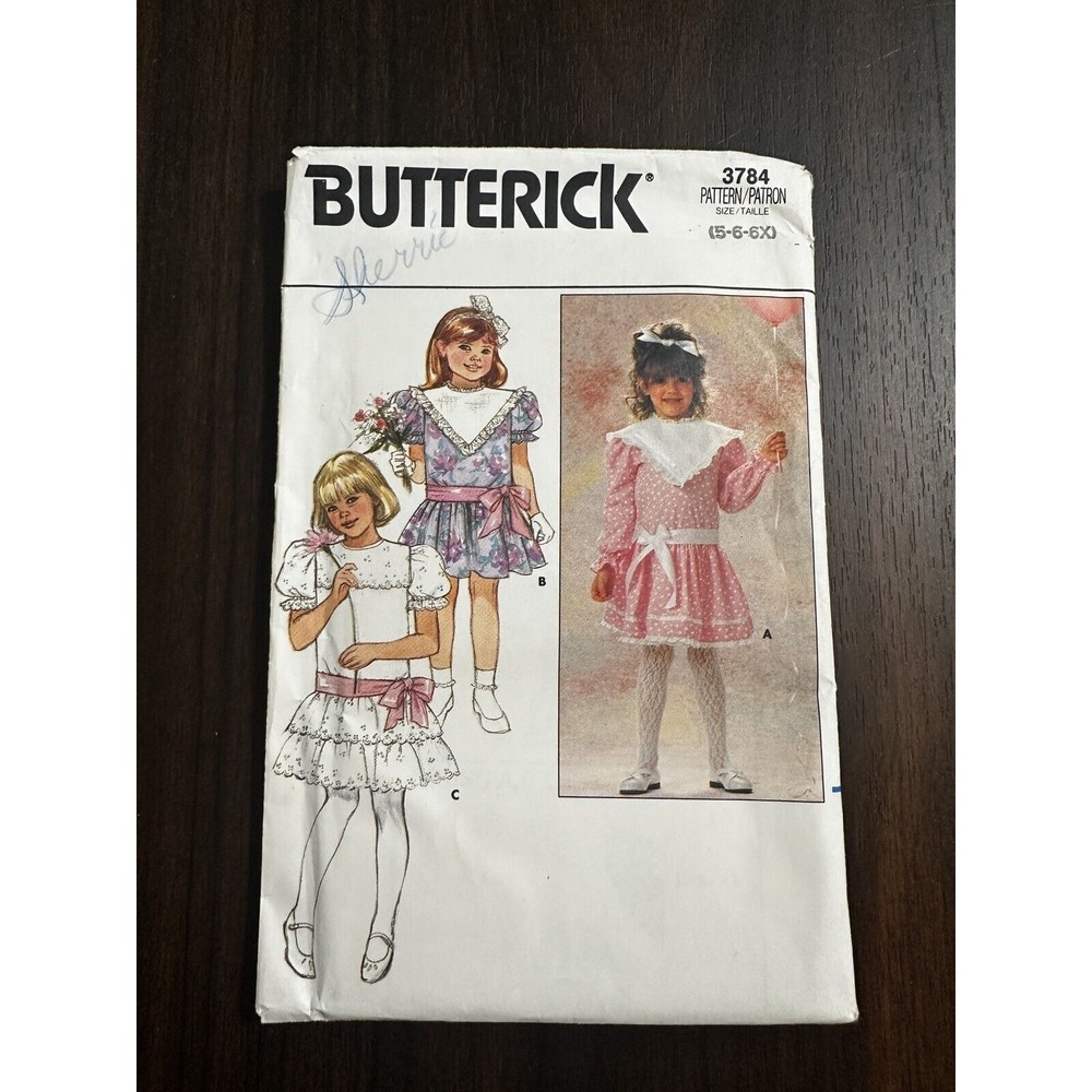 3784 Vintage Butterick SEWING Pattern Girls Dress Party Evening Gown Size 5 6 6x